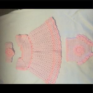 Handmade Baby Dress Set- Babydoll Pink